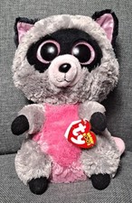 TY Beanie Boos Rocco Raccoon 9" Plush Glitter Eyes With Tag Stuffed Animal 2014
