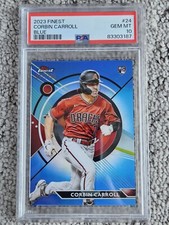 2023 Topps Finest Corbin Carroll True Blue Refractor RC /150 GEM PSA 10 Dbacks