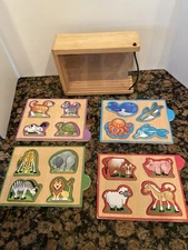 Melissa And Doug Wooden Puzzle 4 Slide Out Trays