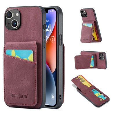Card Holder Leather Back Case Cover For iPhone 15 14 13 12 11 Pro Max XS X 7Plus