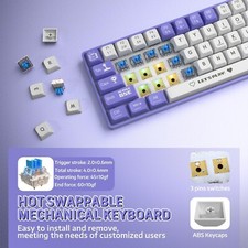AJAZZ AK680 60% Wired Mechanical Gaming Keyboard,Hot-Swappable Rainbow Backlit 5