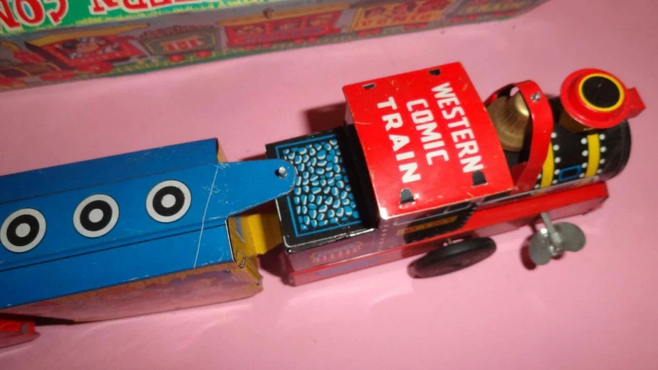 DE COLECCIÓN YONE JAPÓN MECÁNICO WESTERN CÓMIC TREN HOJALATA LITOGRAFÍA CUERDA con LLAVE EN CAJA AÑOS 70 Foto 4 de 4