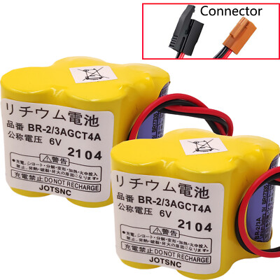 2-Pack BR-2/3AGCT4A 6V Battery for FANUC A98L-0031-0025 A06B-6114-K504 Machine