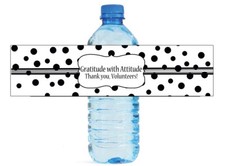 100 Elegant Black Confetti White Background Wedding Bridal Water Bottle Labels