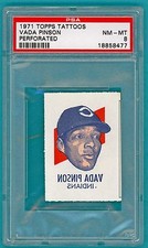1971 Topps Tattoos Vada Pinson – PSA 8! Indians! POP 1! 