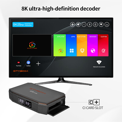 DVB-S2X/T2/ATSC-T J.83B 4K UHD Android Smart TV Box USB Wifi DVR