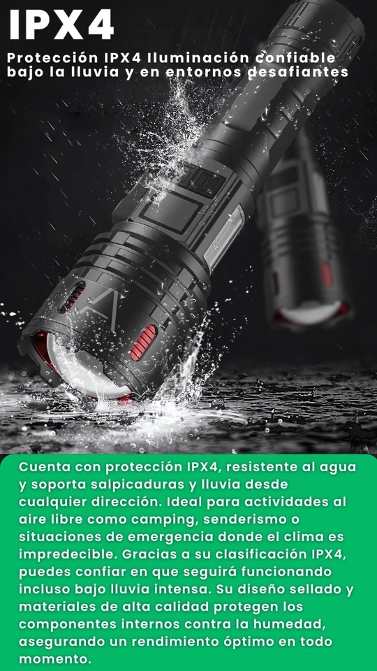 Linterna LED Alta Potencia, Recargable USBC, Pilas incluidas, Imantada,PowerBank - Imagen 4 de 4