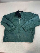 Nike Vintage Men Swoosh Mesh Lined Full Zip Long Sleeve Green Track Jacket Large