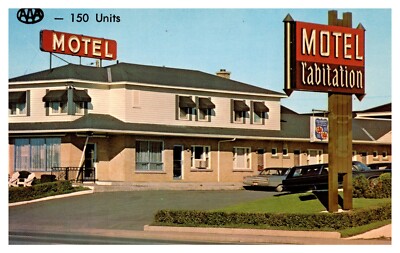 postcard L'abitation Motel Laurier Quebec Canada AAA&CAA on sign