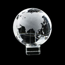 50mm Genuine Crystal World Globe Earth Sphere Etched Frosted Glass Ball