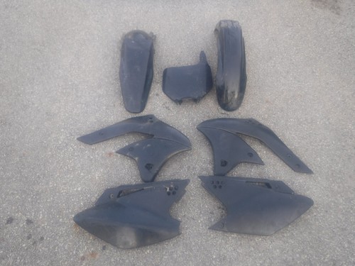 2007 KAWASAKI KX250F BLACK PLASTIC SET KIT FENDERS SHROUDS KX 250F 06 07 08