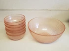Vintage Pink Depression Glass Seven (7) Piece Bowl Set
