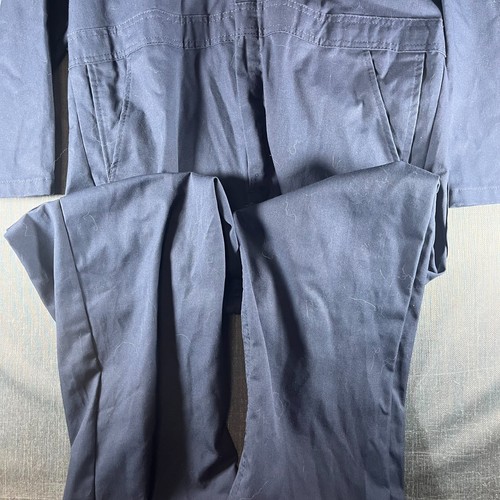 Red Kap Men's Work Coverall Size 44 Blue Pockets Polyester Blend Jumpsuit - Picture 3 of 13
