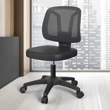 Armless Mesh Office Chair No Arms with Wheels for Home Small Space