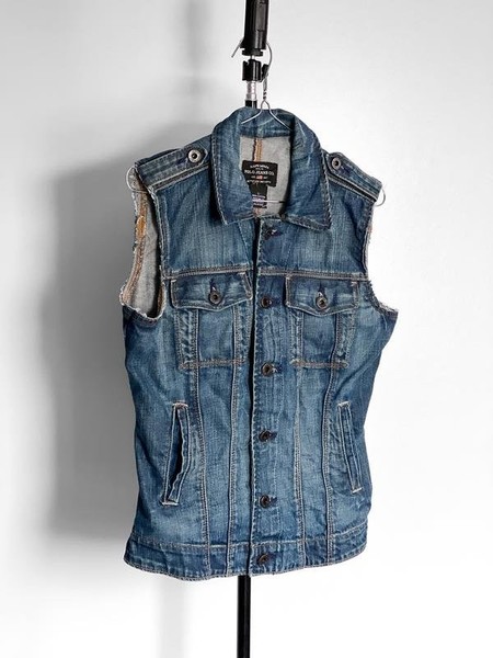 Women Polo Ralph Lauren Denim Vest Navy Denim S