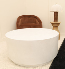 Concrete-Style Round Coffee Table | Modern Industrial Design (ww00026)