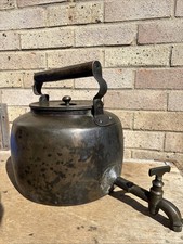 Antique Copper Kettle With Spout / Tap Large Very Heavy Old 