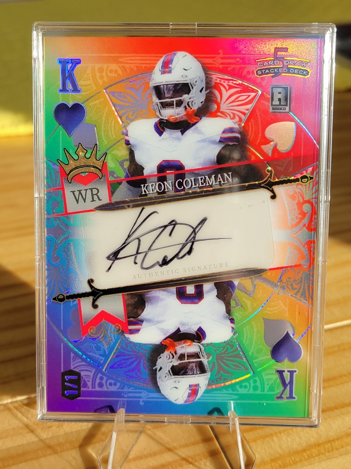 Keon Coleman Wild Card 5 Card Draw Stacked Deck Single Ten Autographs #KCA Club-Rainbow Foil-Rainbow 1/1