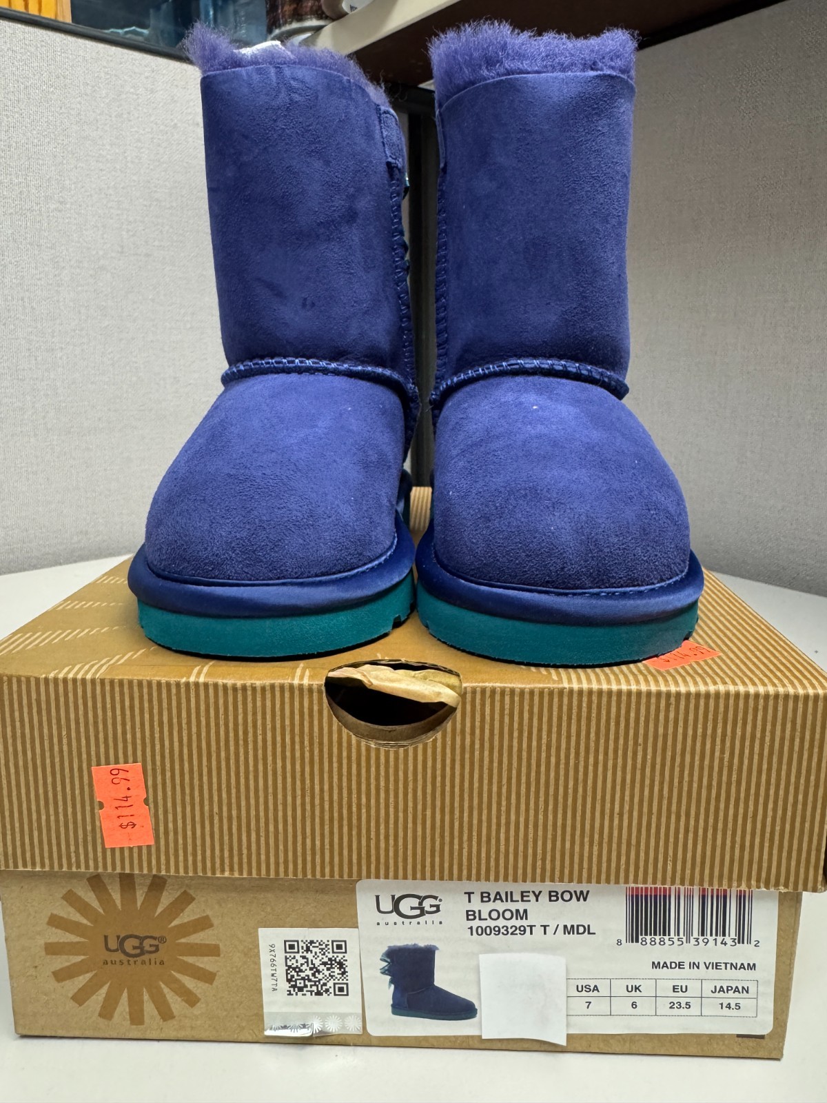 UGG Toddler Classic Bailey Bow Bloom MDL Blue Bootie Brand new