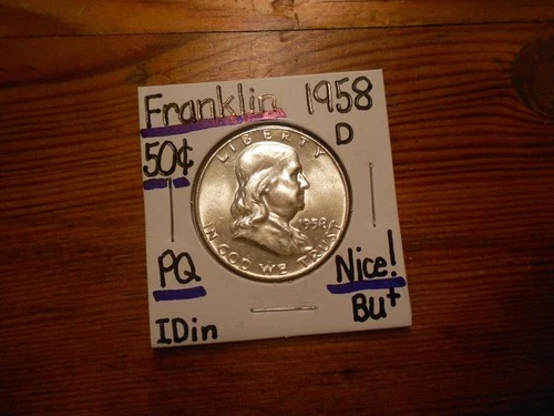 1958D silver Franklin Half Dollar BU+ NICE!!! PQ!!! LUSTER++++++