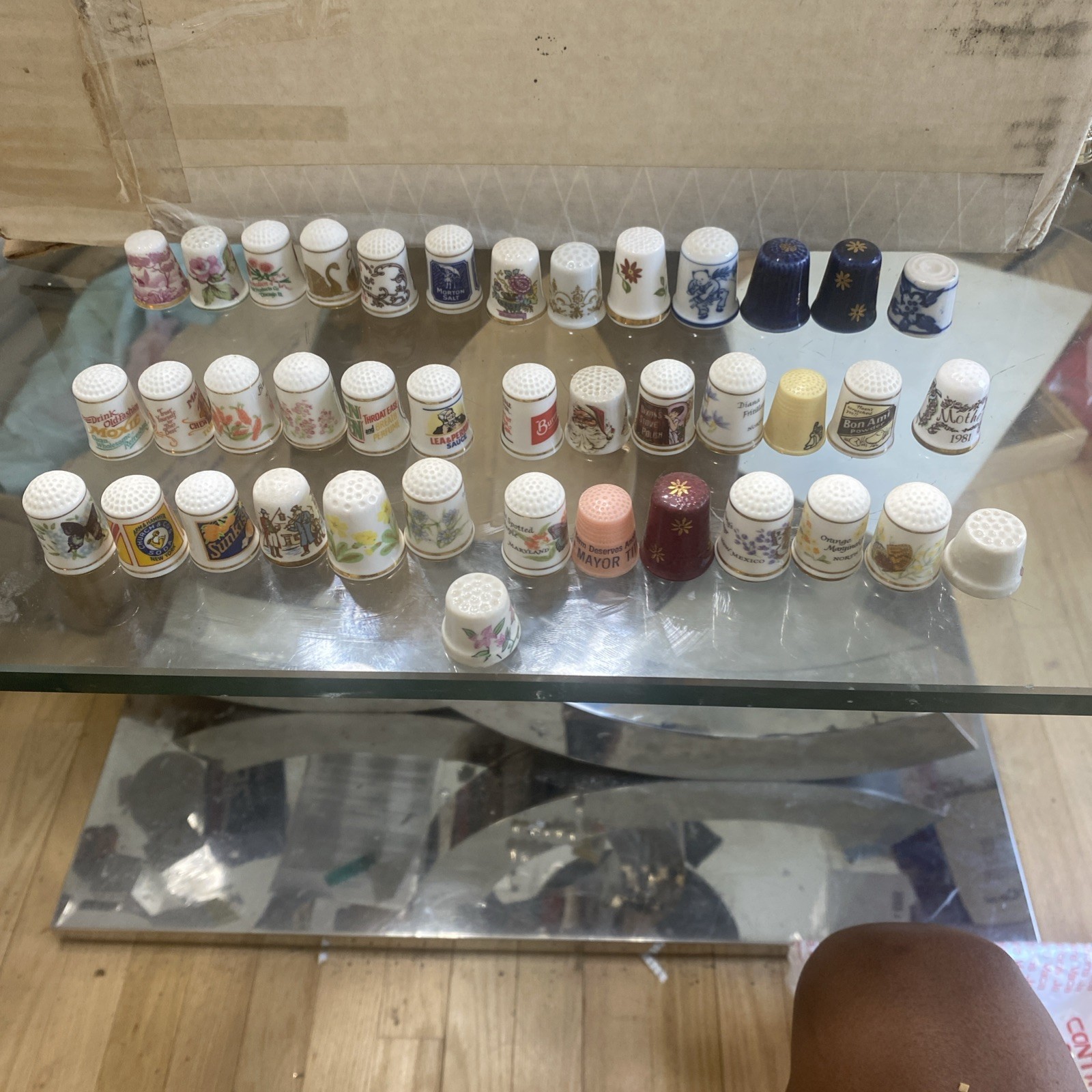 Vintage Porcelain Thimble Lot of 40 – Mixed Designs Flowers Brands Collectible