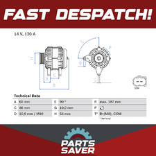 Alternatore adatto a BMW M6 E63, E64 5.0 dal 05 al 10 S85B50A Bosch 12317789981 Qualità
