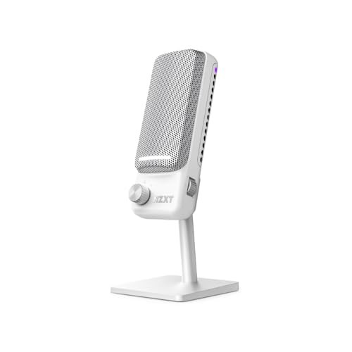 NZXT AP-PUMIC-W1 Capsule Elite Condenser Gaming Microphone White USB Cardioid