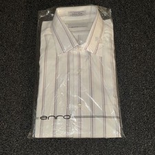 NWT 80s Enro Dress Shirt Large 16-33 Single Stitch Spread Collar Red Stripe