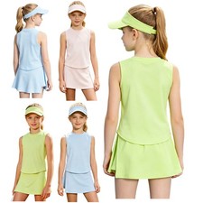 Kids Girls Tennis Set Playground Tank Top And Skort Outdoor Sports Workout Park