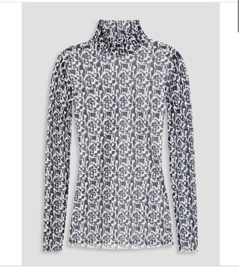 Baum und Pferdgarten Women's Jodi Geometric Mock Neck Mesh Top Black White XS