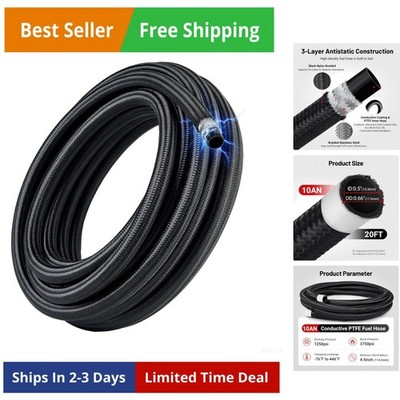 Conductive 10AN PTFE Fuel Line Hose, Antistatic E85 Compatible PTFE Fuel Hose...