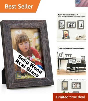 Elegant Driftwood 4x6 Picture Frame in Solid Wood & High-Definition Glass