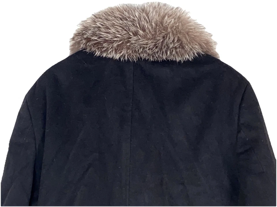 Abrigo para mujer Calvin Klein mediano negro lana imitación piel cuello abrigo nuevo Foto 4 de 4