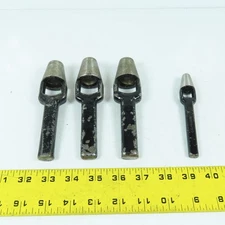 CS Osborne (1) 3/8" & (3) 3/4" Arch Leather Round Hole Punches Lot Of 4
