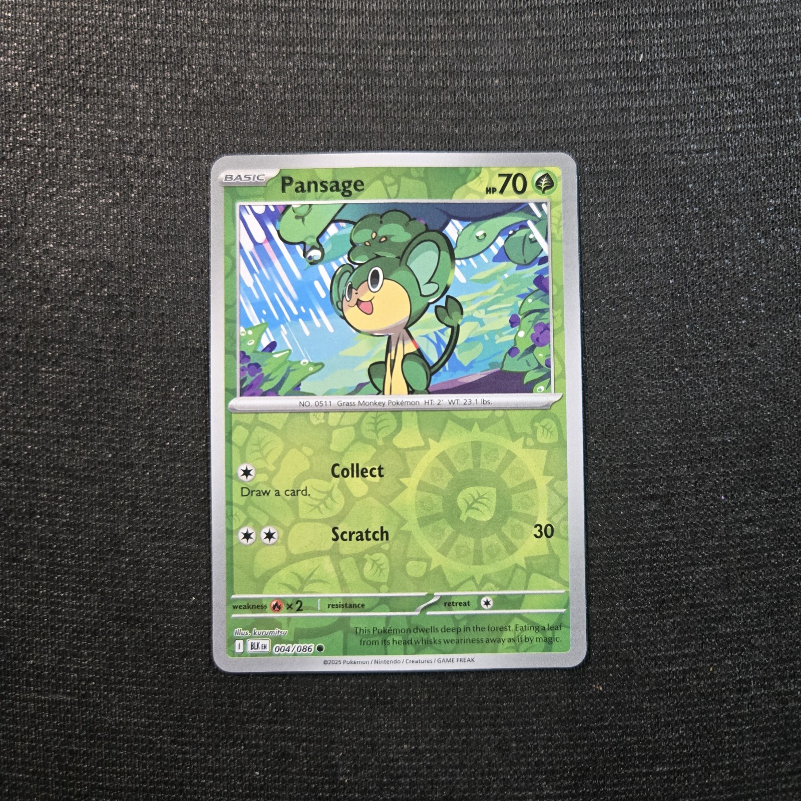 Pokemon TCG Black Bolt Pansage Reverse Holo Card 4/86
