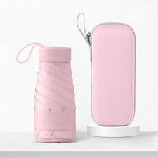 5 Fold Compact Square Umbrella Mini Pocket Travel Rain Sun Protection