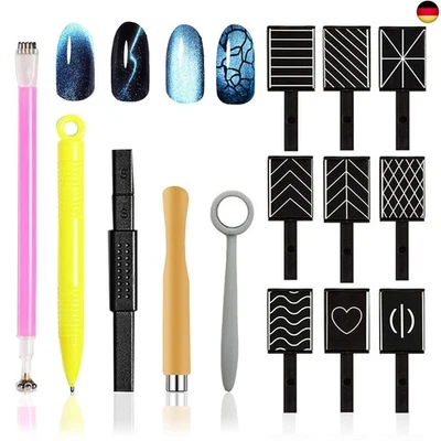 WishesMar 14 Stück Nail Art Werkzeug Magnetstift DIY Magic 3D Magnet Stick Set