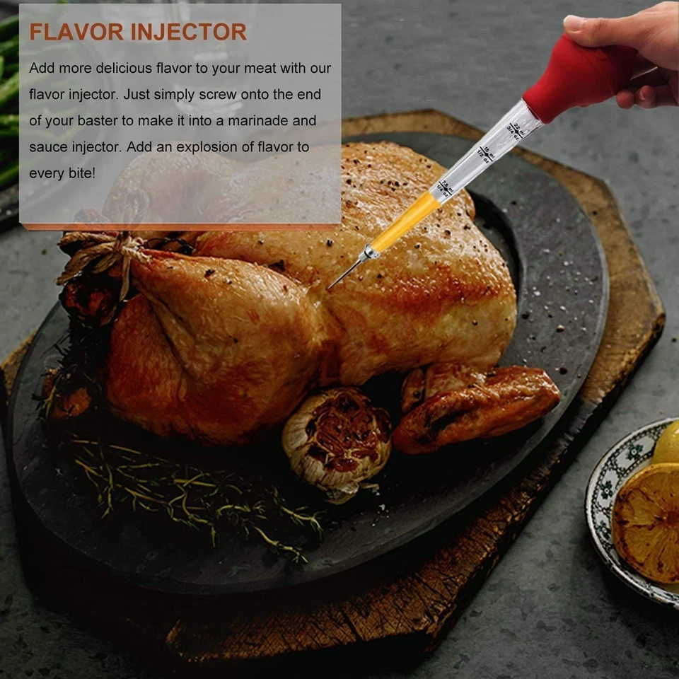 Juego Premium Turkey Baster - Resistente al calor/sin BPA con cepillo y agujas inyectoras Foto 4 de 4