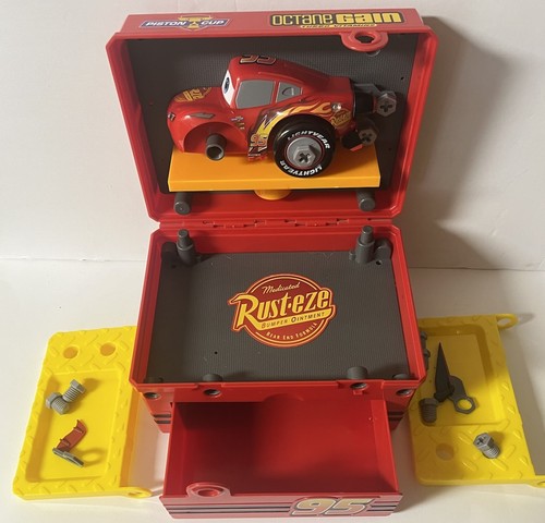Pixar Cars Piston Cup Mechanic Play Set Lightning McQueen Toolbox Incomplete