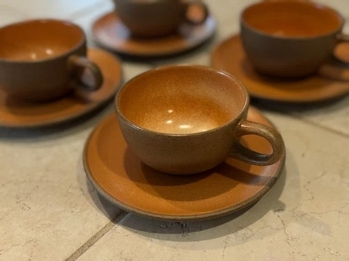 4 Mid Century Heath Coffee Cups and Saucers