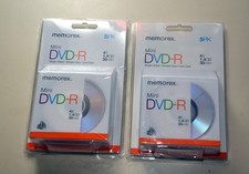 Memorex Mini DVD-R 5-Pack x2  4X 1.4GB 30min  Sealed New Old Stock