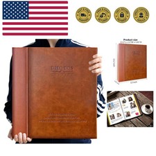 Magnetic Self-Stick Photo Album, Family Album, Leather Cover, Hand Made DIY A...