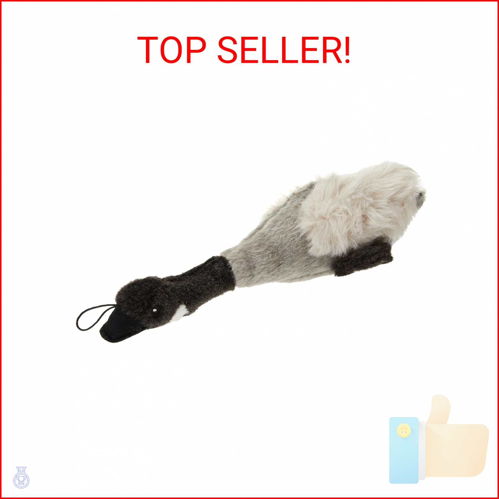 Multipet Canada Goose Migrator Bird Plush Dog Toy, Gray, 16"