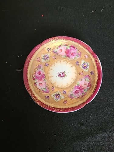 5" Hand Painted Floral Multicolor & Gold Embossed Plate - Picture 1 of 7