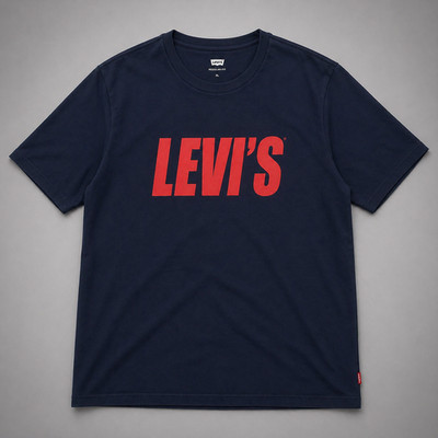 Levi s Logo T-Shirt XL Neu mit Etikett Dunkelblau Rot Herren