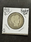1911 D Barber Silver Quarter Nice G+ Good U.S. 25c Type Coin (Raw18251)
