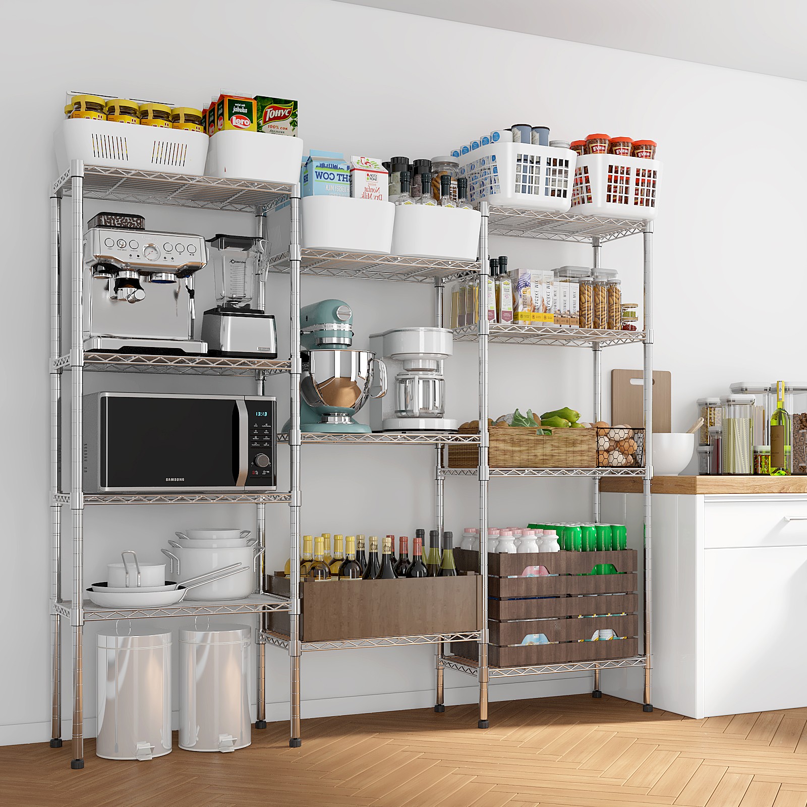 Metal DIY Wire Adjustable Garage Storage Shelving Heavy Duty Shelving Unit
