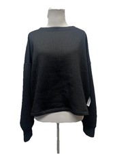 Old Navy Bounce Fleece Pullover Black Sweatshirt women s Crew Neck L NWT