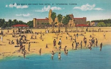 St Petersburg Florida FL Vinoy Park Hotel West Spa Beach Postcard E11