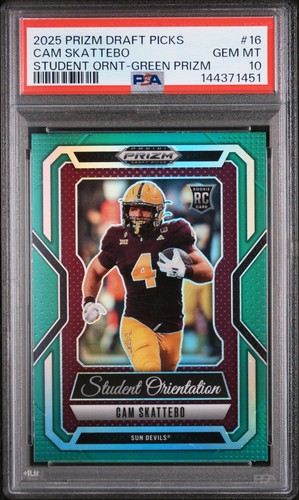 2025 PANINI PRIZM DRAFT PICKS STUDENT ORIENTATION #16 CAM SKATTEBO RC PSA 10
